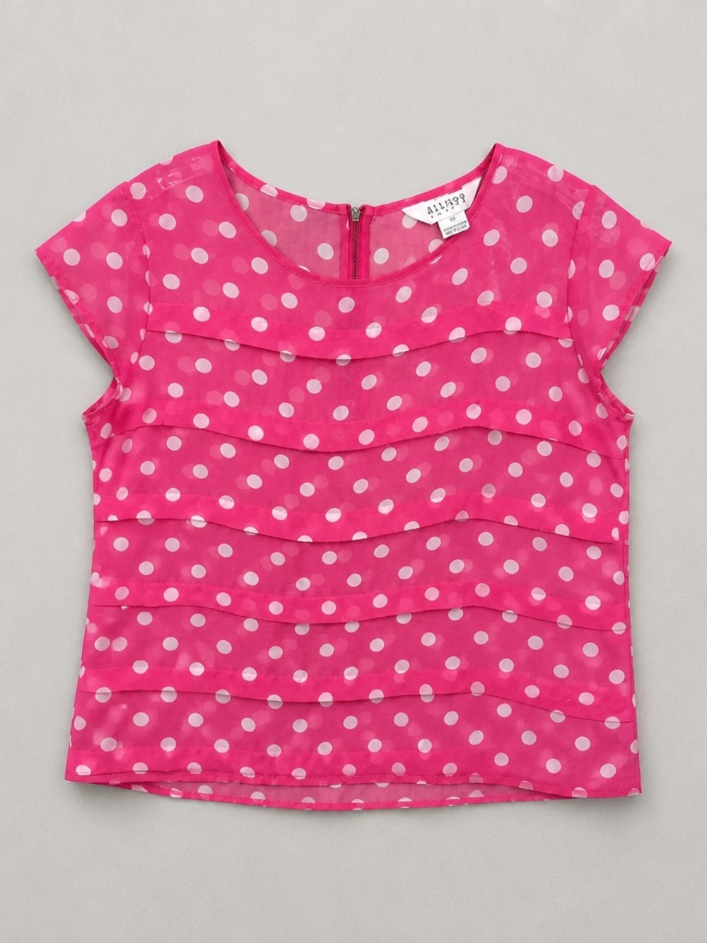Allison Taylor Hot Pink Polka Dot Ruffle Cap-Sleeve Top
